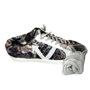 Vintage Havana Sneakers Snuggle Fleece Pewter Snake Slip on Leather New